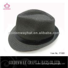 Palha de papel Fedora Sun Hat fábrica de chapéus chapéus preto para venda